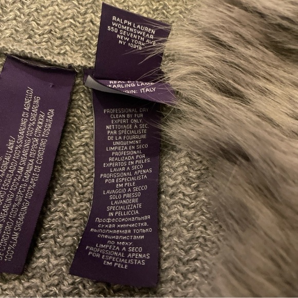 Ralph Lauren Collection Purple Label Shearling Fur Vest Cashmere Silk Sweater L - Picture 10 of 16